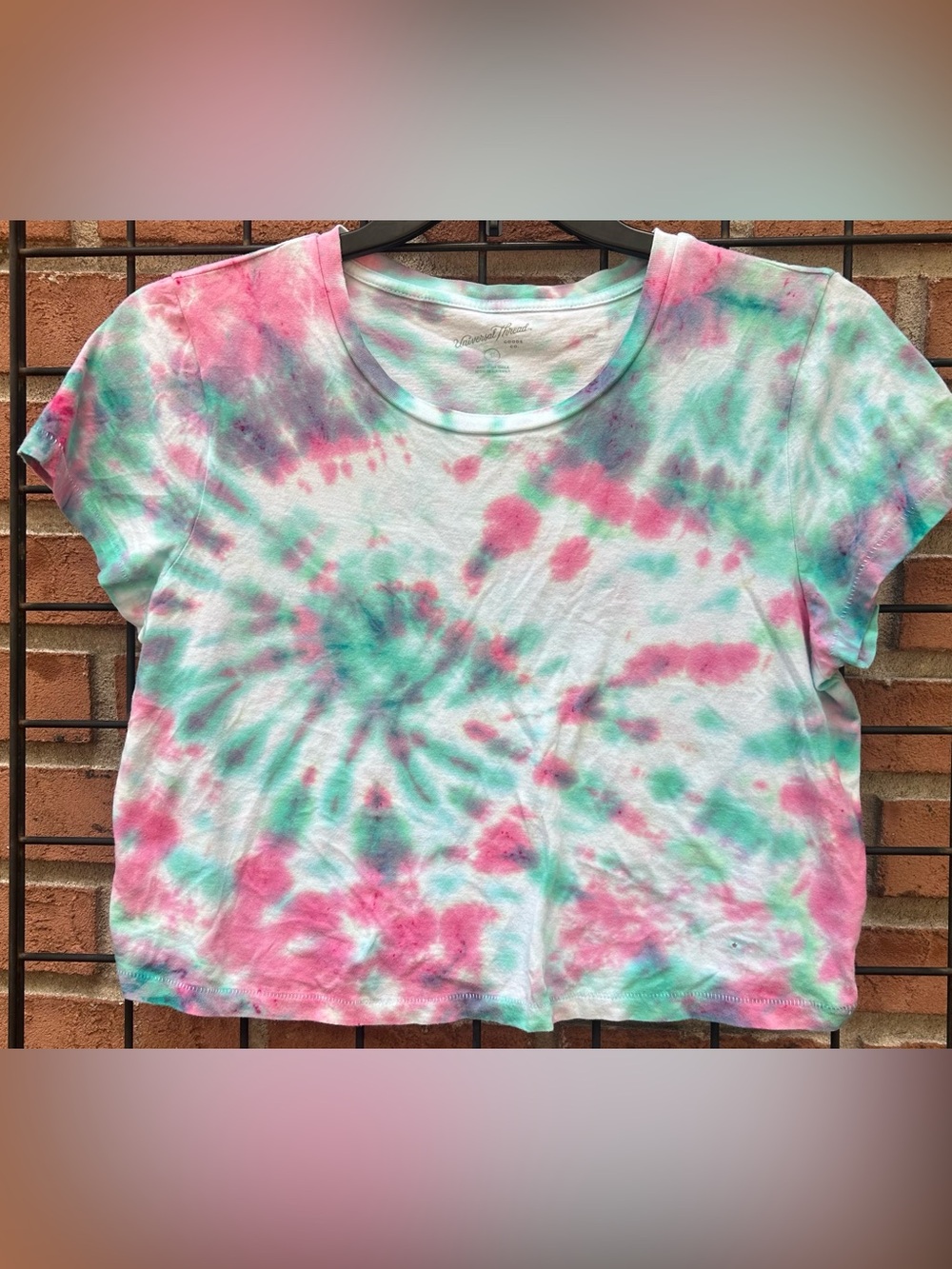 Tie-Dye Crop Tee in Pink & Mint -